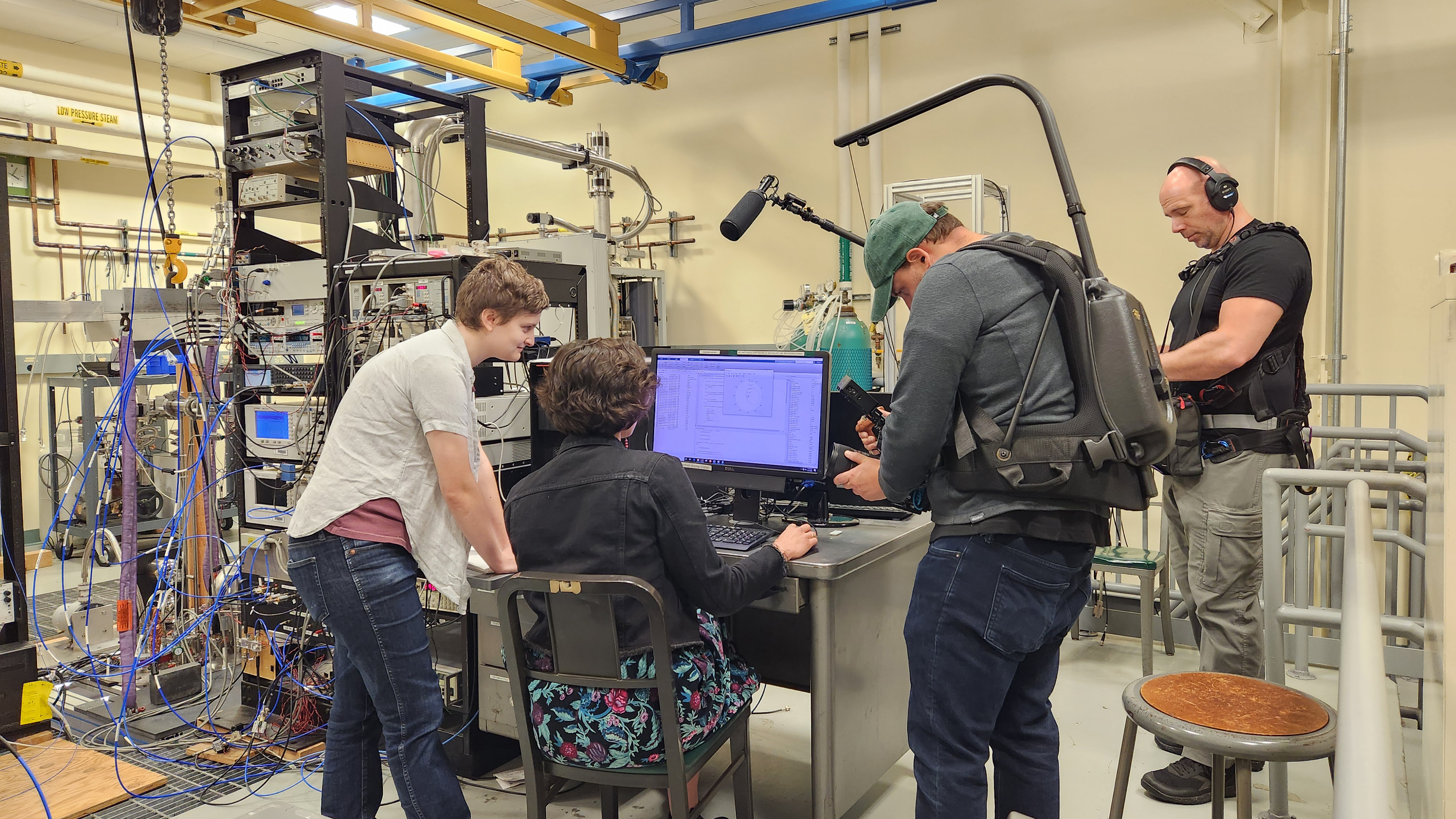 Filming at Yale Wright Lab's HAYSTAC experiment.