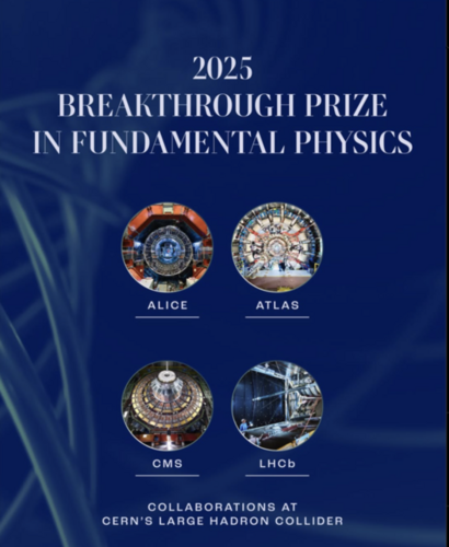breakthrough prize flyer with images of the four experiments on it.