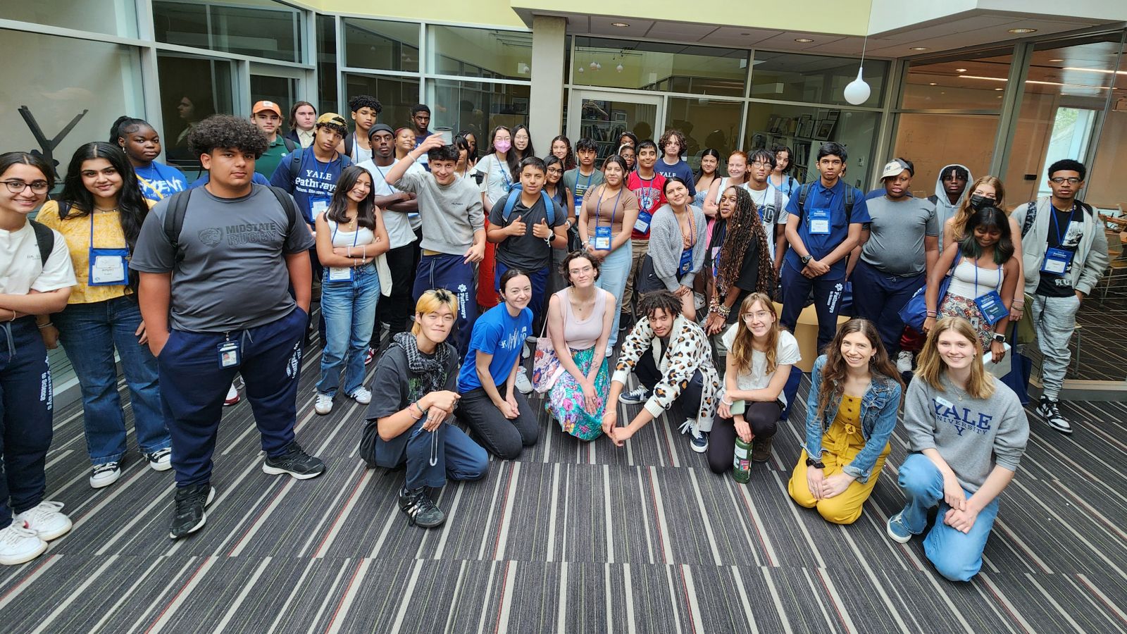 a group of students posing and smiling