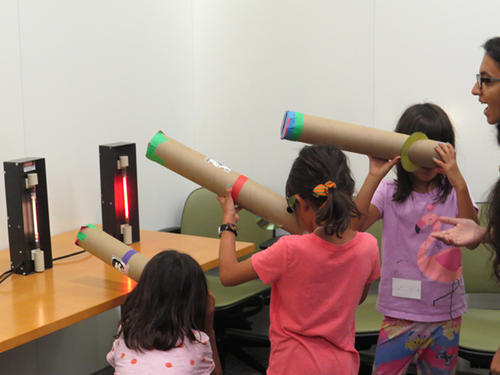 students using spectroscopes