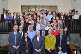 Symmetries and Order conference in honor of Francesco Iachello attendees group shot. Photo by Michael Marsland, Yale University