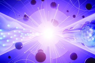 Cover of Wright Lab annual report, with logos, title, and abstract science image in background.