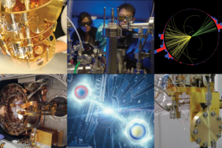 collage of 6 quantum sensing research experiments at Wright Lab.