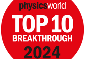 circle with text in it "PhysicsWorld Top 10 Breakthrough 2024".