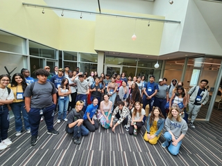 a large group of students smiling