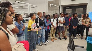 Group of students from Simons NSBP program tour Wright Lab.