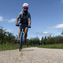 person riding bicycle.